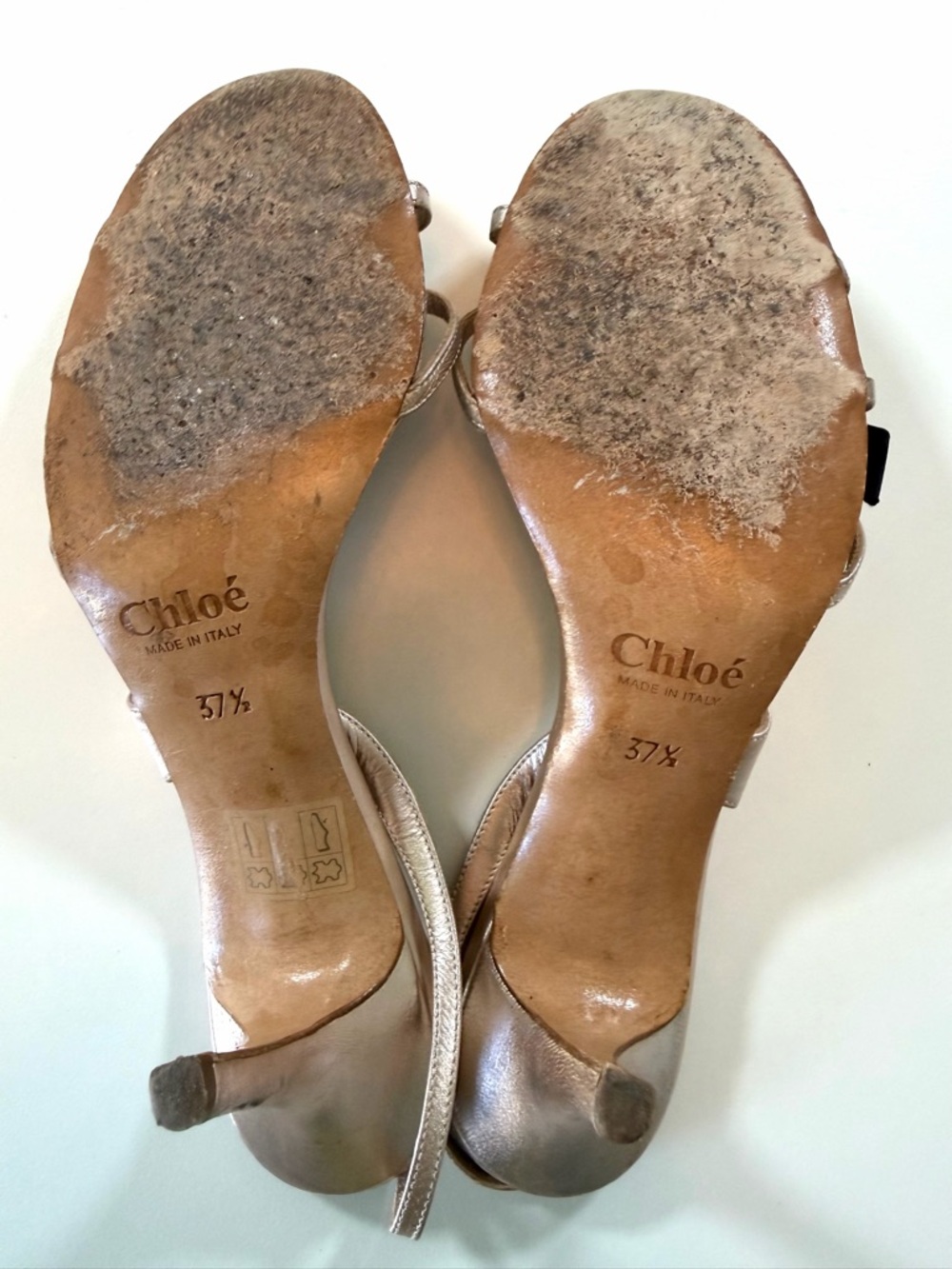 Chloé Rose Gold Leather Bow Slingback Heels 37.5 Italy - Picture 11 of 17